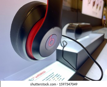 GARNER, NC, USA - DECEMBER 24, 2018:  BEATS headphones at retail aisle. Beats By Dr. Dre was founded by Dr. Dre and is now a subsidiary of  Apple.