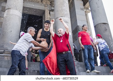 Garni, Armenia - July 23, 2017: Armenian Pagan Priest Performing A Ceremony On Vardavar At Garni Pagan Temple