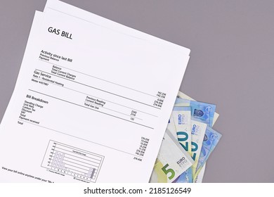 Gas Bill Document With Euro Bills