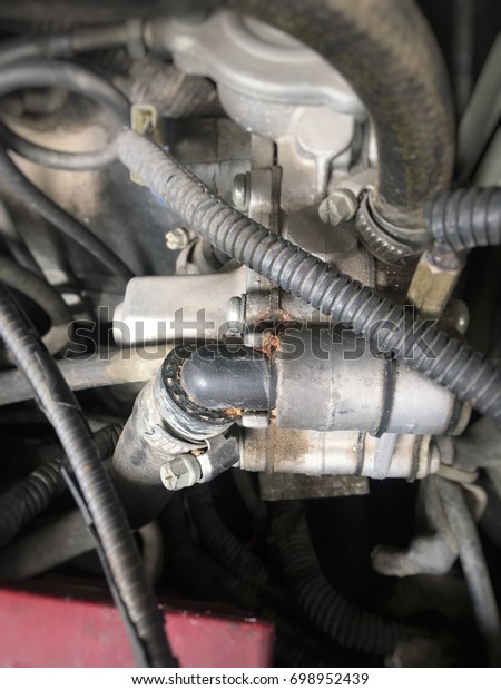 Gas boiler leak in the
car workshop