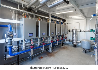 gas boiler room, boilers and equipment