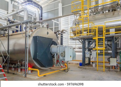 Gas boilers in gas boiler room for steam production