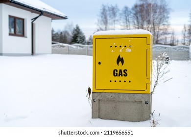 Gas Box On Winter Cold Day. 