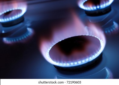 Gas Burner In The Kitchen Oven