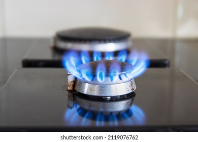 Gas Burner On A Stove Selective Focus