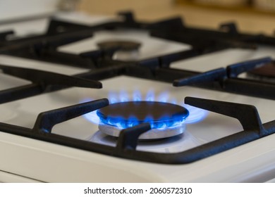 Gas Burning In The Burner Of Gas Stove, Gas Shortage And Crisis