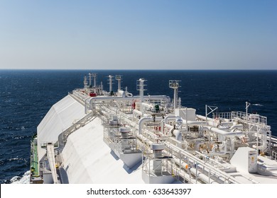 Gas Carrier In Open Sea. LNG Vessel.