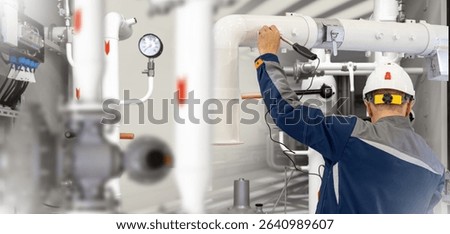 Gas detector for technical diagnostics. Locates propane leaks. Checks pipes after installation. Gas company worker ensures safety of energy infrastructure.