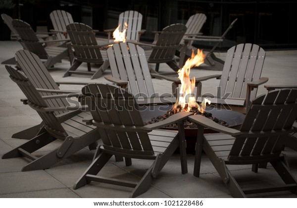 Gas Fire Pit Surrounded By Circle Stock Photo Edit Now