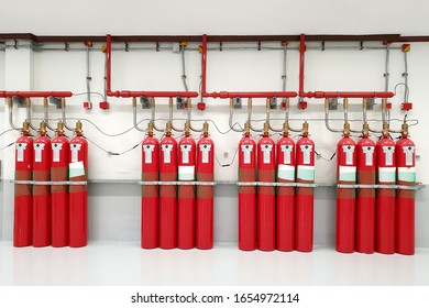 Gas Fire Suppression system of indoor switchgear for an electrical substation.  - Shutterstock ID 1654972114