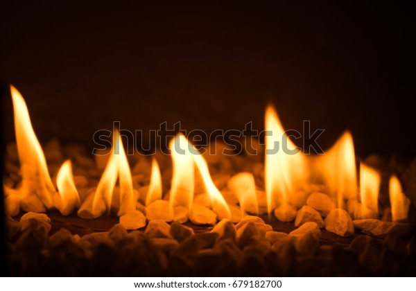 Gas Fireplace Pebble Crushed Stones Stock Photo Edit Now 679182700