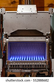 Gas Flame Inside Of The Gas Boiler Furnace