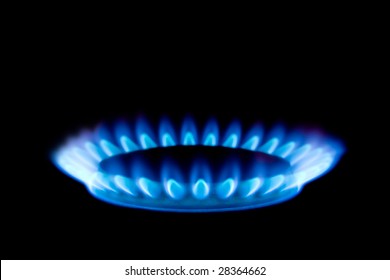 Gas Flame Isolated On Black Background