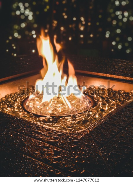 Gas Flames Dance Outdoor Fire Pit Stock Photo Edit Now 1247077012