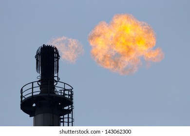Gas flare at a refinery