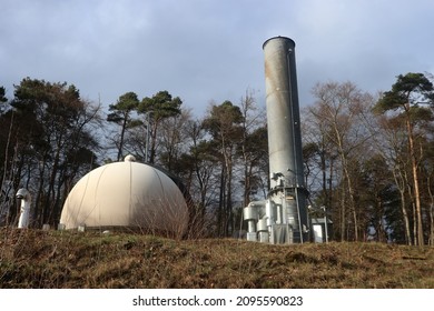 Gas Flare And Storage Dome In A Sanitary Landfill For Municipal Solid Waste
                 