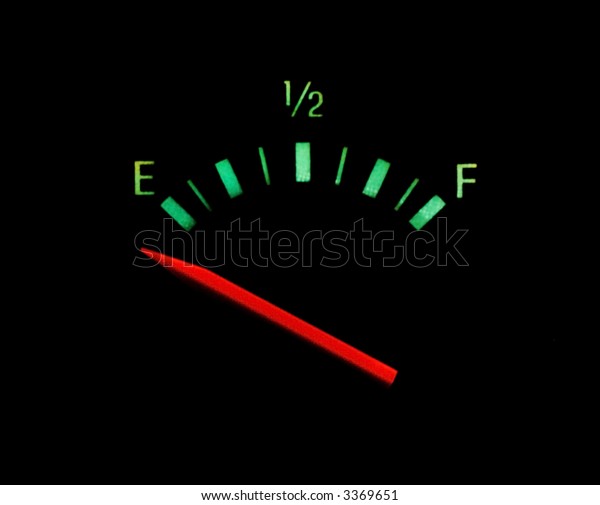 Gas\
gauge bright colors on empty on a black\
background
