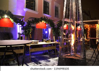 Gas Heater On Winter Terrace