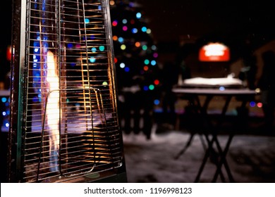 Gas Heater On Winter Terrace