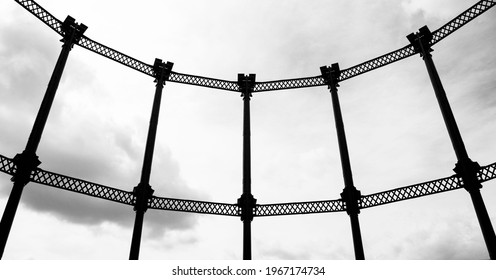 Gas Holder Against A Stormy Sky