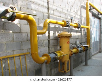 Gas Main And The Counter Of Gas In Boiler-house