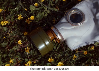 Gas Mask To Protect The Lungs And Face From Smoke And Radiation. Exclusion Zone. Accident At A Nuclear Power Plant. Disaster Resumption. The Accident At The Fukushima Power Plant. 