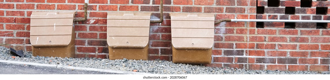 Gas Meter Box Housing Outside External To Council House A Row