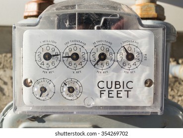 Gas Meter Cubic Feet Closeup 