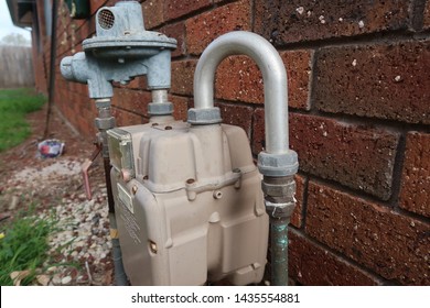 Gas Meter Outside A Residential Property In Australia