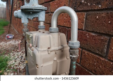 Gas Meter Outside A Residential Property In Australia