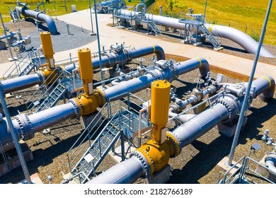 Gas pipeline Gazelle. One part of Nord Stream pipeline from Russia to European Union. High pressure pipes on a hot summer day. - Shutterstock ID 2182766189