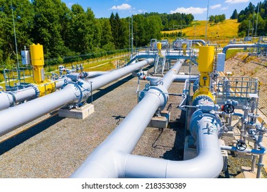 Gas pipeline Gazelle. One part of Nord Stream pipeline from Russia to European Union. High pressure pipes on a hot summer day.