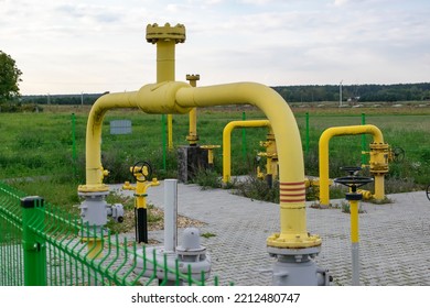 Gas Pipeline, Natural Gas Installation, Yellow Pipes And Valves, High Gas Prices