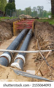 Gas Pipeline Under Construction Black Pipes Stock Photo 2155064093 ...