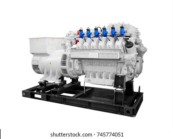 Gas piston diesel electric generator solated on white background