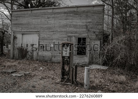 Gas pump in abandoned ghost town in Southern Virginia