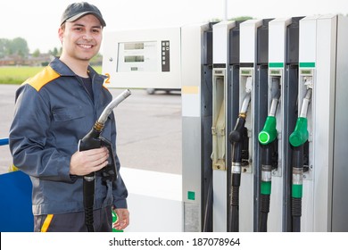 Gas Station Attendant At Work