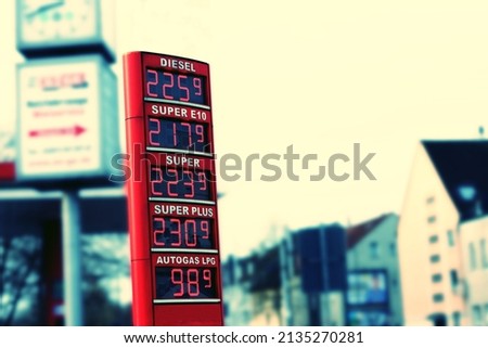 Gas station in Germany and high fuel prices