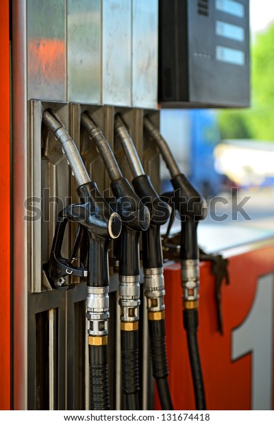 Gas\
station for refueling with gasoline and diesel\
fuel