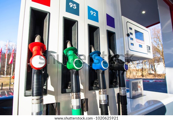 gas\
stations and refueling pistols at a gas\
station