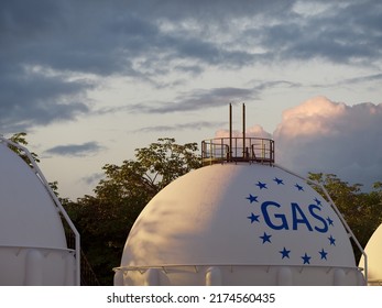 Gas storage tank. Natural gas reserves - Shutterstock ID 2174560435