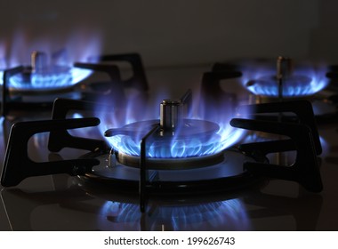 Gas Stove Burner Blue Flame 