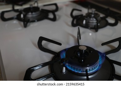 A Gas Stove Installed In The Kitchen Of An Average Home.