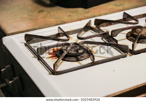 Gas Stove Oven Dirty Rusted White Stock Image Download Now