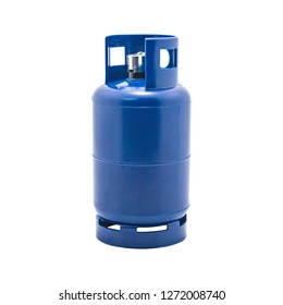 Gas Tank With Lighters Holder Isolated On White Background. LPG Gas Bottle. ( Clipping Path )