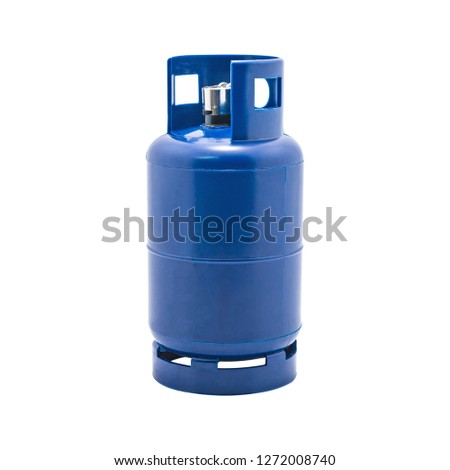 Gas tank with lighters holder isolated on white background. LPG Gas bottle. ( Clipping path )