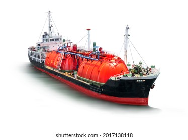 Gas Tanker Ship LPG Ship On White Background Isolate