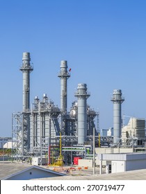 Gas Turbine Power Plant With Blue Sky