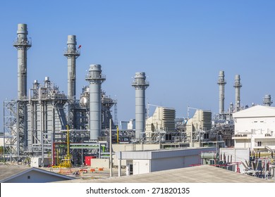 Gas Turbine Power Plant With Blue Sky