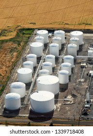 A Gasoline And Diesel Fuel Storage Tank Farm At The Termination Point Of An Underground Fuel Pipeline.